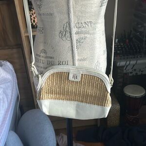 Elegant Cream and Tan Crossbody Bag